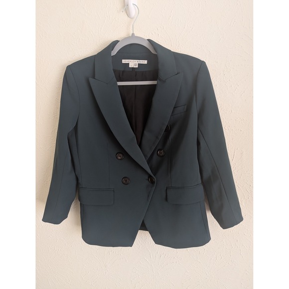 Veronica Beard Empire dickey blazer size 8 teal double breasted $695 - Picture 3 of 9